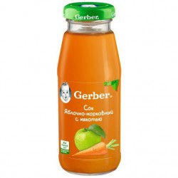 Сок, Gerber (Гербер) 175 г яблоко морковь с мякотью без сахара с 5 мес